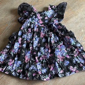 Vintage dress oli ola sz 4 black and floral dress polka dot